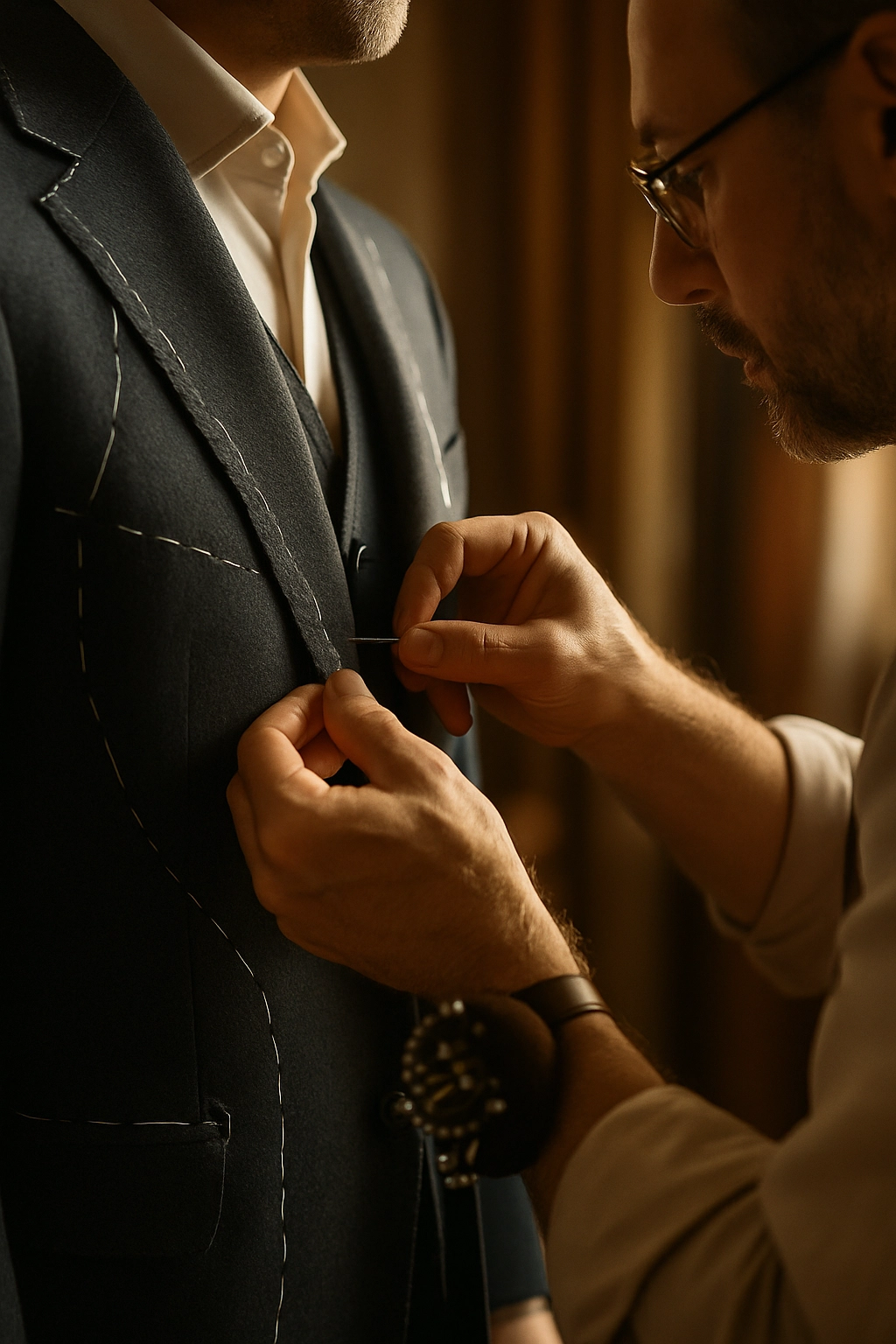 Tailor fitting a prototype garment